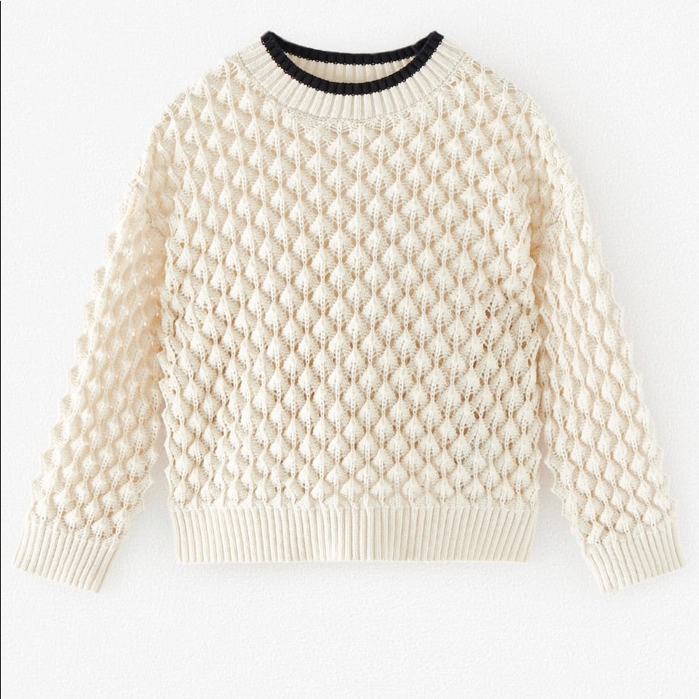 Zara Girl’s Contrasting Textured Weave Sweater